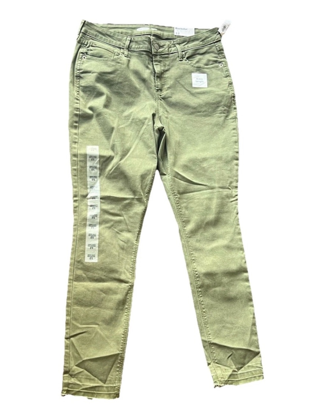 Old Navy Super Skinny Ankle Length Pants Womens Size 12 Green Solid Stretchy NWT